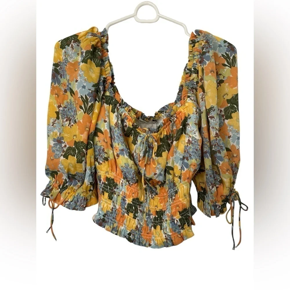 Abercrombie and Fitch Floral Smocked Cropped Top